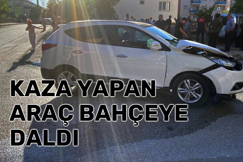 Kaza yapan araç bahçeye daldı